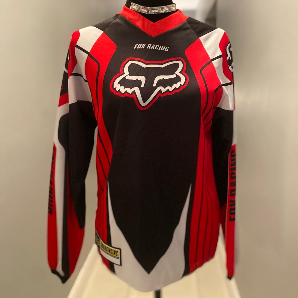 Fox Racing Red Black & White Long Sleeve Shirt